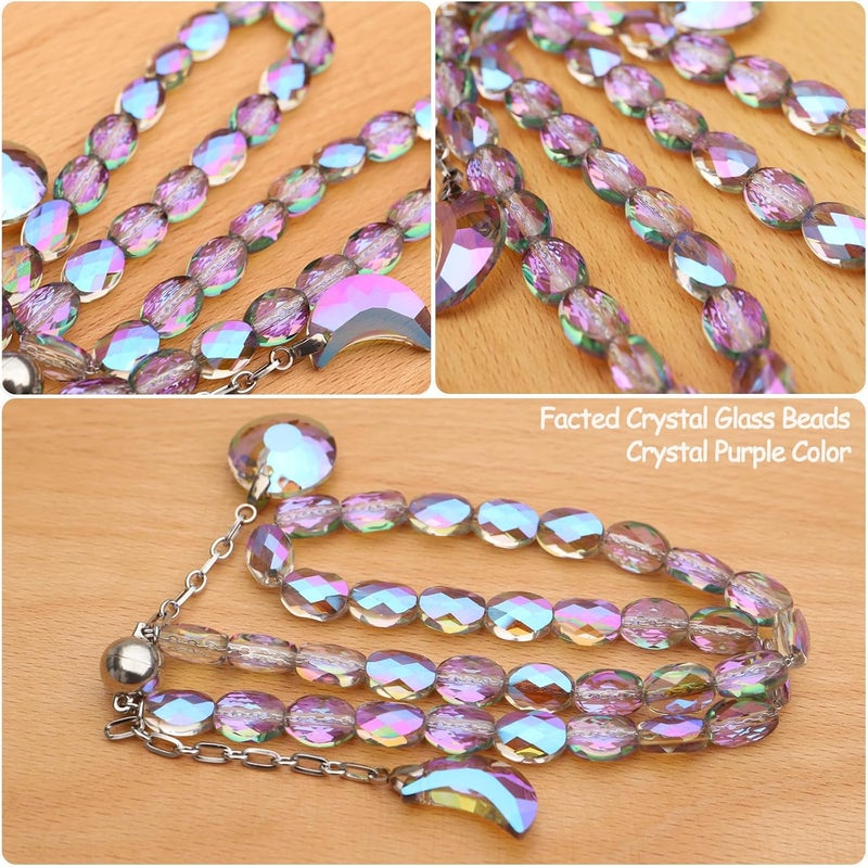 Pedobo Magnetic Curtain Tiebacks, 2 Pack Crystal Beaded Sun & Moon Pendants Sheers/Draperies Holdbacks for Window Home Office Decor (Purple) - Image 2